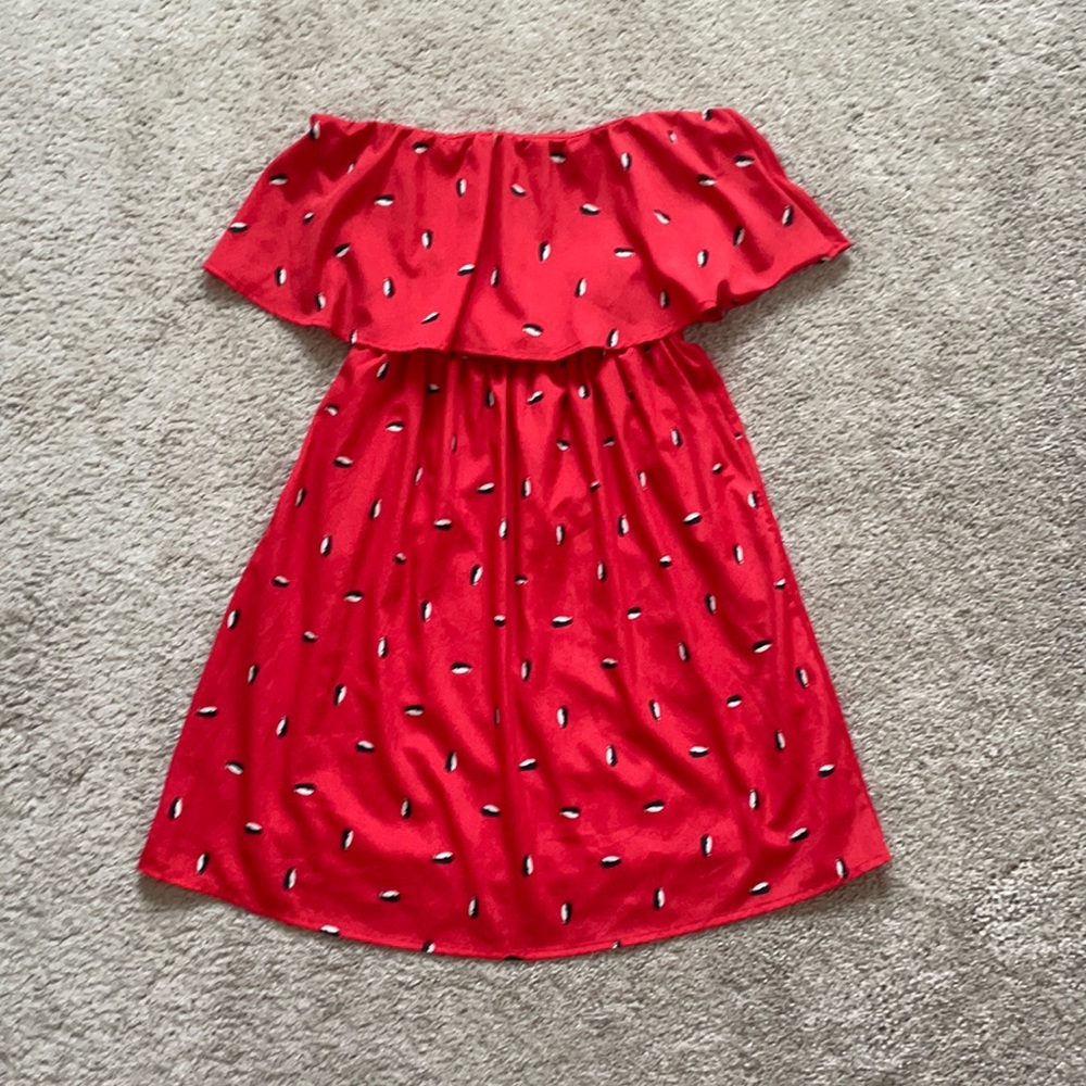 Strapless red summer penguin dress